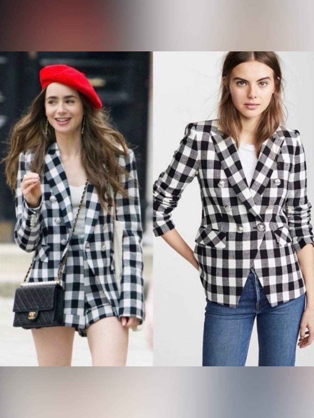 Veronica Beard Miller Dicky Blazer Black & White Linen Blend Gingham Check Plaid